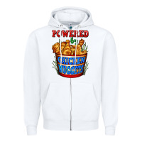 White powered by chicken nuggets Zipper Hoodie - AdoDesignShop