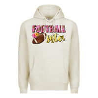 Oatmeal Heather football sister Premium Hoodie - BundleAndBundleShop