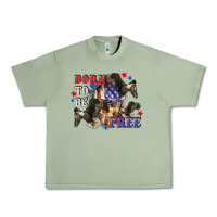 Oil Green Born to be free 4th of july Urban Heavy Tee - CowGirlArtShop
