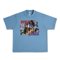 Pebble Blue Born to be free 4th of july Urban Heavy Tee - CowGirlArtShop