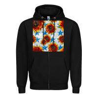 Black patriotic sunflowers and stars Zipper Hoodie - BundleAndBundleShop