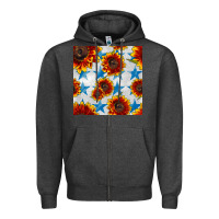 Charcoal Heather patriotic sunflowers and stars Zipper Hoodie - BundleAndBundleShop