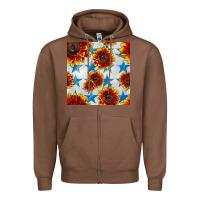 Chestnut patriotic sunflowers and stars Zipper Hoodie - BundleAndBundleShop