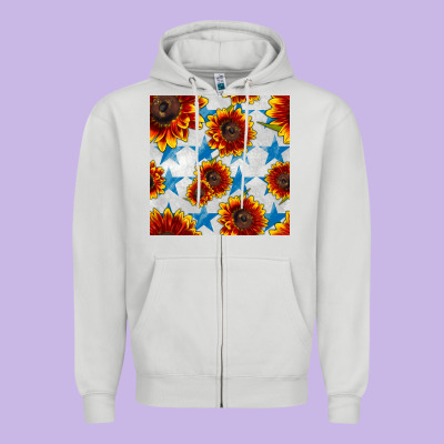 Patriotic Sunflowers And Stars Zipper Hoodie Designed By Bundleandbundleshop