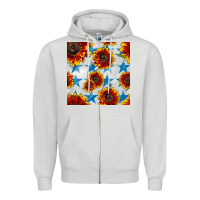 Dove Grey patriotic sunflowers and stars Zipper Hoodie - BundleAndBundleShop
