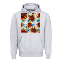 Heather Grey patriotic sunflowers and stars Zipper Hoodie - BundleAndBundleShop