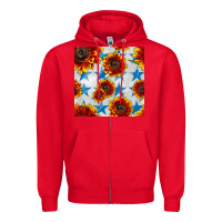 Red patriotic sunflowers and stars Zipper Hoodie - BundleAndBundleShop