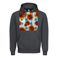 Smoke patriotic sunflowers and stars Zipper Hoodie - BundleAndBundleShop