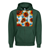 Sports Green patriotic sunflowers and stars Zipper Hoodie - BundleAndBundleShop