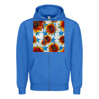 True Royal patriotic sunflowers and stars Zipper Hoodie - BundleAndBundleShop