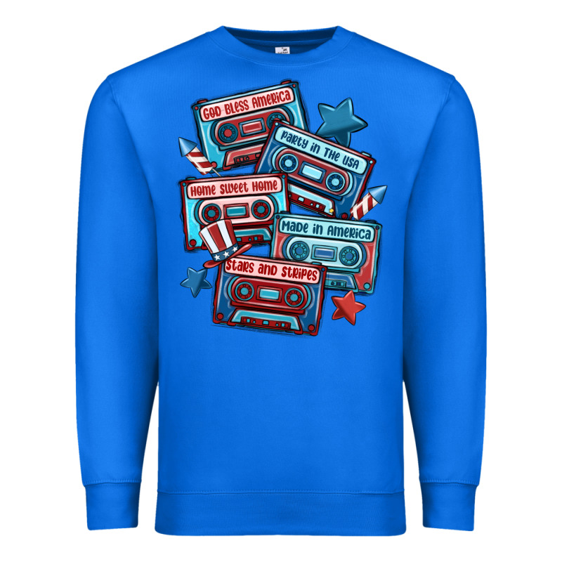 Usa America Cassette Tapes Premium Sweatshirt by MaliasSmallBusiness | Teevron