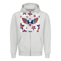 Dove Grey patriotic eagle wing Zipper Hoodie - BundleAndBundleShop