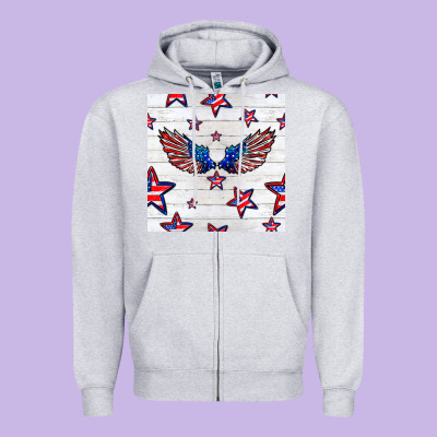 Patriotic Eagle Wing Zipper Hoodie Designed By Bundleandbundleshop