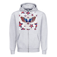 Heather Grey patriotic eagle wing Zipper Hoodie - BundleAndBundleShop