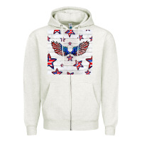 Oatmeal Heather patriotic eagle wing Zipper Hoodie - BundleAndBundleShop