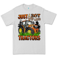 Dove Grey just a boy who loves tractors Premium Tee - BarkalooDesign
