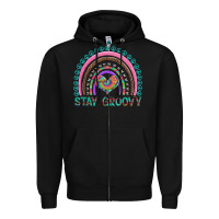 Black stay groovy with rainbow and heart Zipper Hoodie - Artiststas