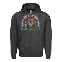 Charcoal Heather stay groovy with rainbow and heart Zipper Hoodie - Artiststas
