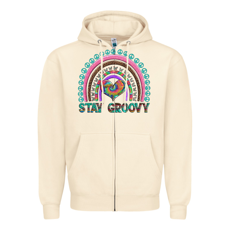 Stay Groovy With Rainbow And Heart Zipper Hoodie by Artiststas | Teevron