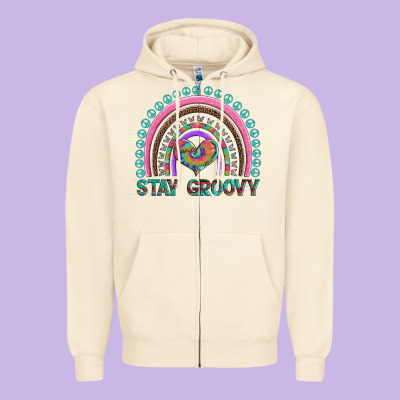 Stay Groovy With Rainbow And Heart Zipper Hoodie Designed By Artiststas