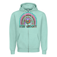 Seafoam stay groovy with rainbow and heart Zipper Hoodie - Artiststas