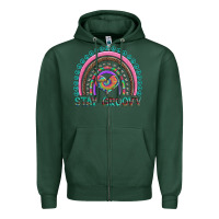 Sports Green stay groovy with rainbow and heart Zipper Hoodie - Artiststas