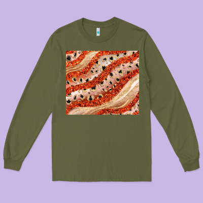 Orange Glitter Long Sleeve Tee Designed By Jahusdesignshop