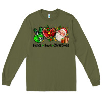 Army Green peace love  christmas Long Sleeve Tee - AdoDesignShop