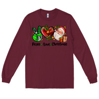 Burgundy peace love  christmas Long Sleeve Tee - AdoDesignShop