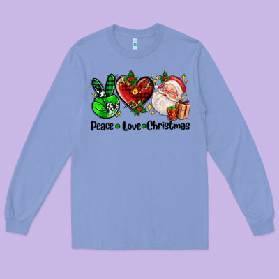 Peace Love  Christmas Long Sleeve Tee Designed By Adodesignshop