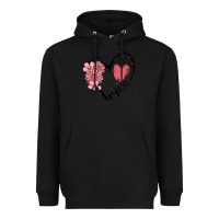 Black mimi flower heart Heavyweight Hoodie - MaliasSmallBusiness