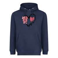 Navy mimi flower heart Heavyweight Hoodie - MaliasSmallBusiness