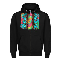 Black hippie peace sign butterfly leopard and tie dye brushstroke Zipper Hoodie - Artiststas