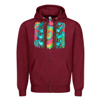 Burgundy hippie peace sign butterfly leopard and tie dye brushstroke Zipper Hoodie - Artiststas