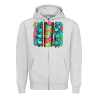 Dove Grey hippie peace sign butterfly leopard and tie dye brushstroke Zipper Hoodie - Artiststas