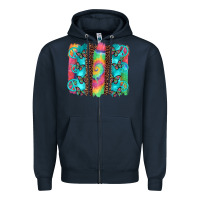 Navy hippie peace sign butterfly leopard and tie dye brushstroke Zipper Hoodie - Artiststas