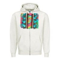 Oatmeal Heather hippie peace sign butterfly leopard and tie dye brushstroke Zipper Hoodie - Artiststas
