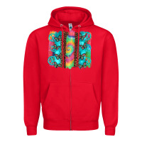 Red hippie peace sign butterfly leopard and tie dye brushstroke Zipper Hoodie - Artiststas
