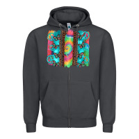 Smoke hippie peace sign butterfly leopard and tie dye brushstroke Zipper Hoodie - Artiststas