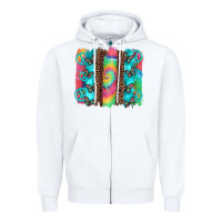 White hippie peace sign butterfly leopard and tie dye brushstroke Zipper Hoodie - Artiststas