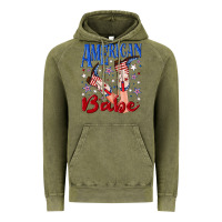 Vintage Olive American babe 4th july Vintage Hoodie - texasbilliewilder
