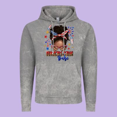 Vintage Hoodie American babe afro messy bun