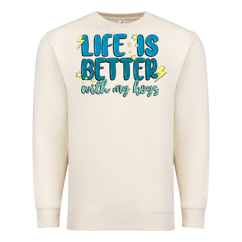 Life Is Better With My Boys Premium Sweatshirt by MaliasSmallBusiness | Teevron
