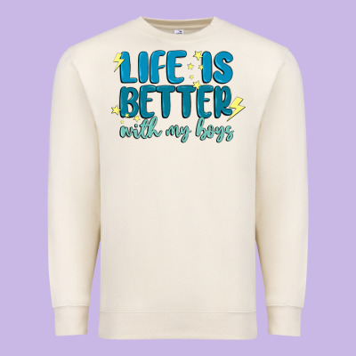 Life Is Better With My Boys Premium Sweatshirt Designed By Maliassmallbusiness