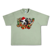 Oil Green Christmas Joy Cow Urban Heavy Tee - CowhideDigitalArt