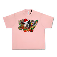 Salmon Christmas Joy Cow Urban Heavy Tee - CowhideDigitalArt