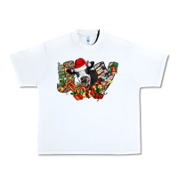 White Christmas Joy Cow Urban Heavy Tee - CowhideDigitalArt