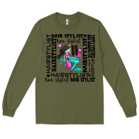 Army Green hair stylist elementary Long Sleeve Tee - AdoDesignShop