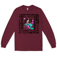 Burgundy hair stylist elementary Long Sleeve Tee - AdoDesignShop