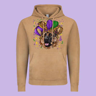 Vintage Hoodie mardi gras hat german shepherd